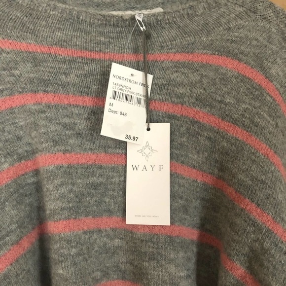 NWT Wayf Grey / Pink Front Tie Sweater Sz M - Picture 3 of 7